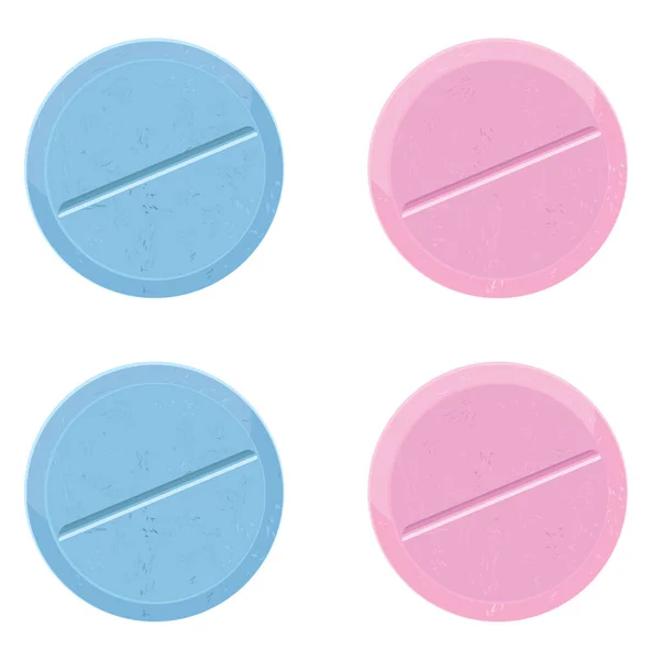 Blaue Und Rosa Pillen Illustration Vektor Auf Weißem Hintergrund — Stockvektor