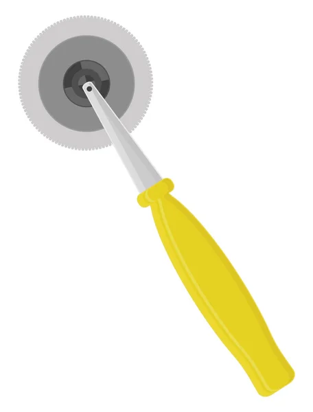 黄色いピザカッター イラスト 白い背景のベクトル — ストックベクタ
