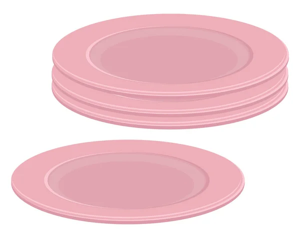 Pink Plastic Plates Illustration Vector White Background — Stock Vector