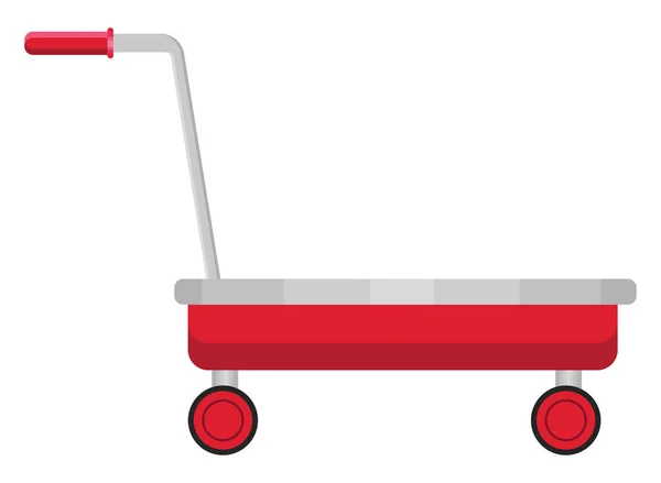 Rode Platform Trolley Illustratie Vector Een Witte Achtergrond — Stockvector