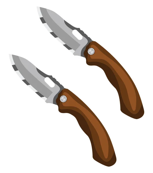 Деревянный Карманный Нож Иллюстрация Вектор Белом Фоне — стоковый вектор