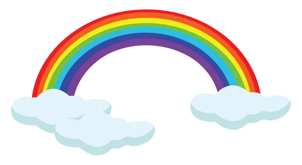 Colorido Arco Iris Las Nubes Ilustración Vector Sobre Fondo Blanco — Vector de stock