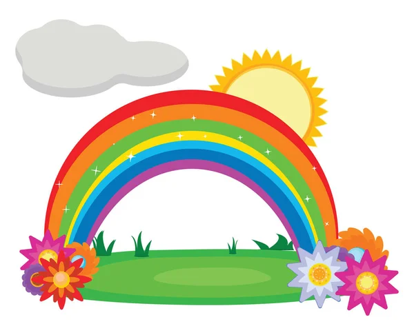 Sonne Mit Regenbogen Illustration Vektor Auf Weißem Hintergrund — Stockvektor