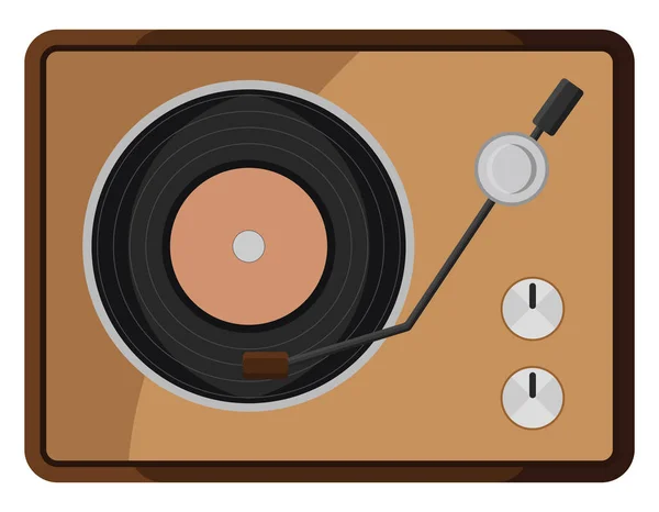 Brown Record Player Ilustrasi Vektor Pada Latar Belakang Putih - Stok Vektor