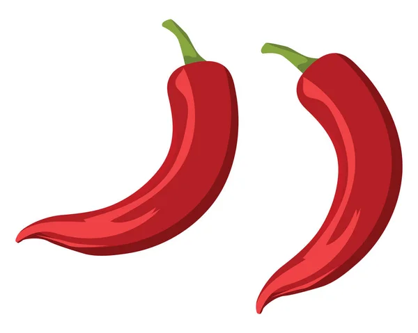 Two Hot Peppers Illustration Vector White Background — Stock Vector