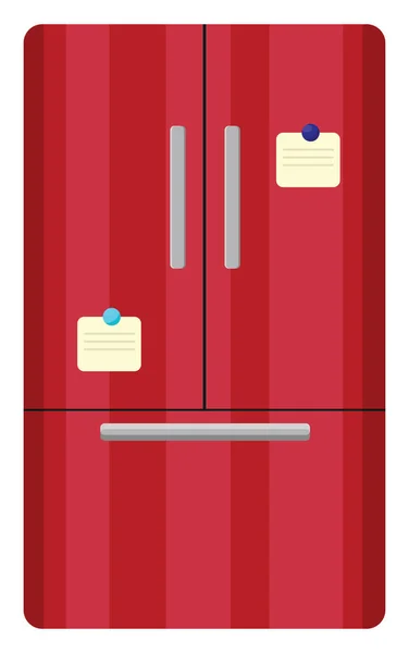 Moderne Rouge Double Réfrigérateur Illustration Vecteur Sur Fond Blanc — Image vectorielle