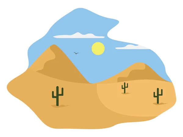 Dunas Del Desierto Ilustración Vector Sobre Fondo Blanco — Vector de stock