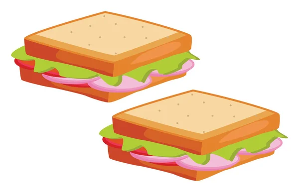 Sandwich Savoureux Illustration Vecteur Sur Fond Blanc — Image vectorielle