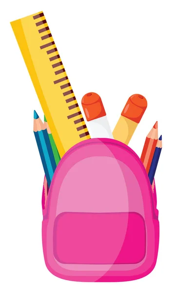 Pink School Bag Illustration Vector White Background — Stock Vector