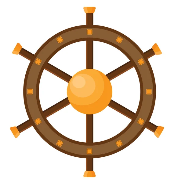 Wooden Ship Wheel Illustration Vector White Background — Stock Vector