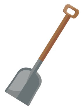 Tahta saplı kürek, illüstrasyon, beyaz arka planda vektör..