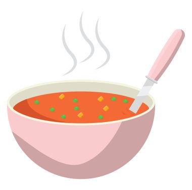 Domates çorbası, illüstrasyon, beyaz arkaplandaki vektör..