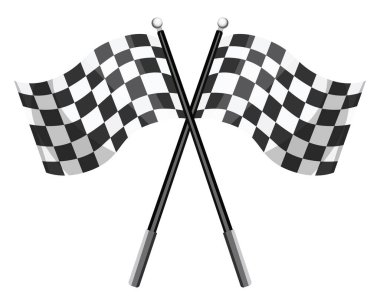 Beyaz arkaplanda yarış bayrakları, illüstrasyon, vektör.