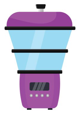 Mor elektrikli buharlı gemi, illüstrasyon, beyaz arka planda vektör..