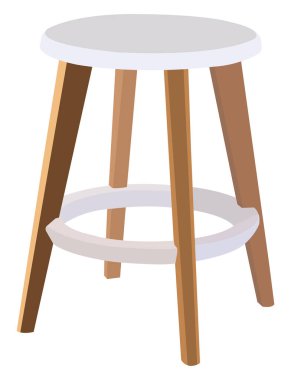 Beyaz ahşap tabure, illüstrasyon, beyaz arkaplanda vektör.