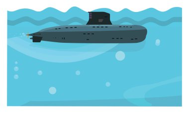 Gri denizaltı, illüstrasyon, beyaz arka planda vektör..