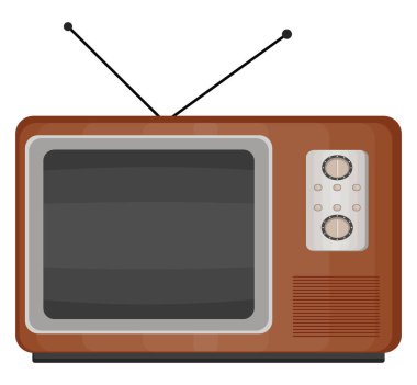 Eski retro TV, illüstrasyon, beyaz arkaplan üzerindeki vektör.
