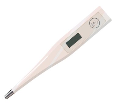 Beyaz arkaplanda beyaz termometre, illüstrasyon, vektör.