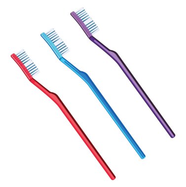 Plastik diş fırçaları, illüstrasyon, beyaz arkaplan üzerindeki vektör.