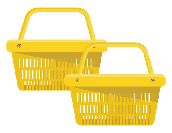 Žlutý Nákupní Košík Ilustrace Vektor Bílém Pozadí — Stockový vektor