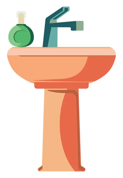 Fregadero Baño Naranja Ilustración Vector Sobre Fondo Blanco — Vector de stock