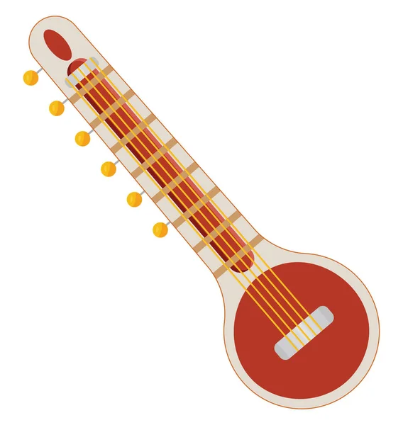 Cultural Sitar Illustration Vector White Background — Stock Vector