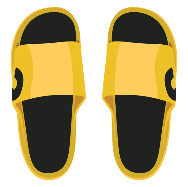 Yellow Slide Slippers Illustration Vector White Background — Stock Vector