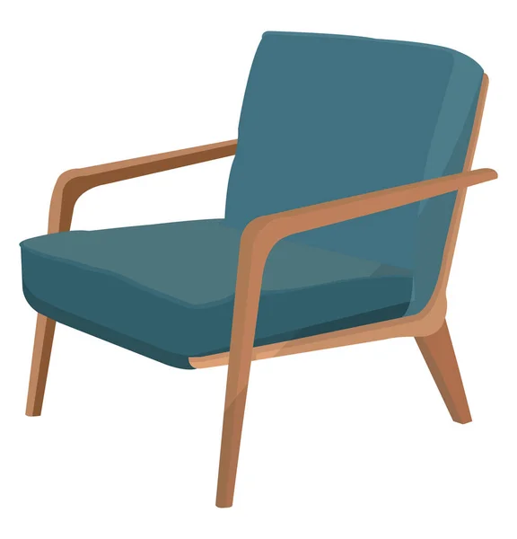 Blauwe Houten Sofa Stoel Illustratie Vector Een Witte Achtergrond — Stockvector