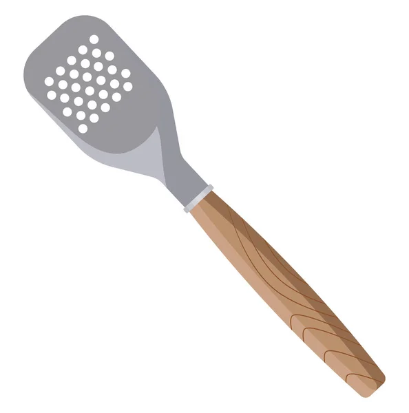 Fém Spatula Sütéshez Illusztrációhoz Vektor Fehér Alapon — Stock Vector