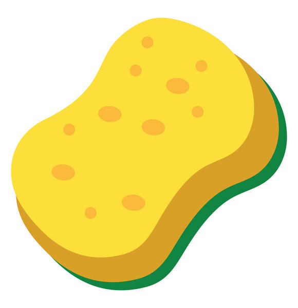 Губка в ванной, иллюстрация, вектор на белом фоне.