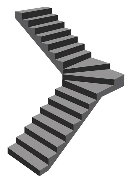 Escaleras Grises Ilustración Vector Sobre Fondo Blanco — Vector de stock