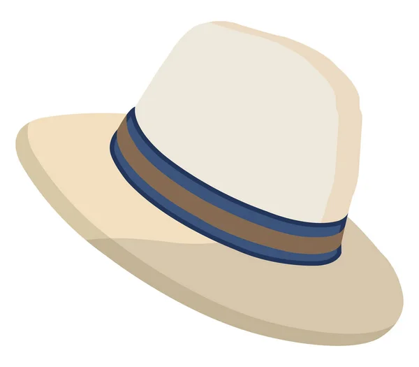 Λευκό Ψάθινο Καπέλο Εικονογράφηση Διάνυσμα Λευκό Φόντο — Διανυσματικό Αρχείο