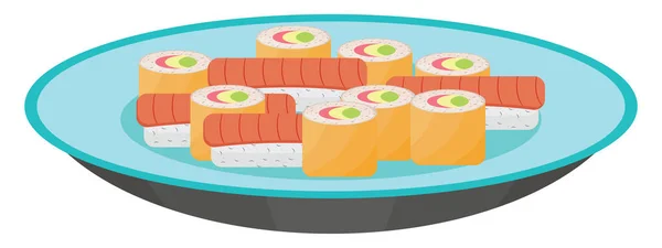 Sushi Piring Ilustrasi Vektor Latar Belakang Putih - Stok Vektor