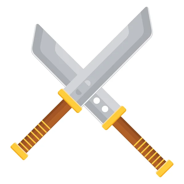 Espadas Ninja Ilustração Vetor Sobre Fundo Branco — Vetor de Stock