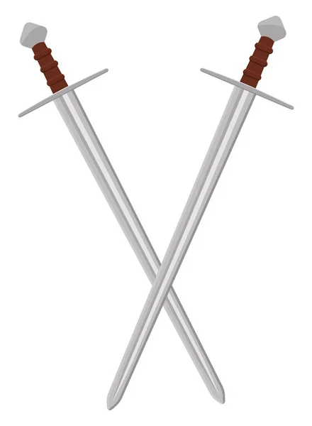 Dos Espadas Grises Ilustración Vector Sobre Fondo Blanco — Vector de stock