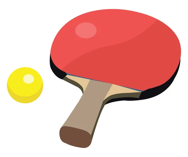Raquette Balle Ping Pong Rouge Illustration Vecteur Sur Fond Blanc — Image vectorielle