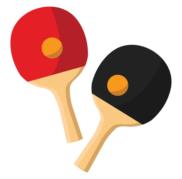 Racchette Ping Pong Rosse Nere Illustrazione Vettore Sfondo Bianco — Vettoriale Stock