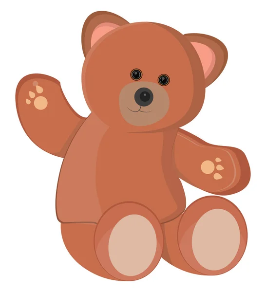 Коричневый Плюшевый Медведь Игрушка Иллюстрация Вектор Белом Фоне — стоковый вектор