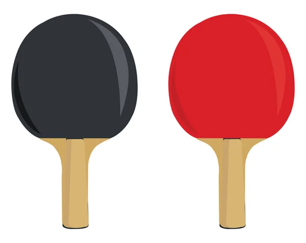 Czarno Czerwone Rakiety Ping Ponga Ilustracja Wektor Białym Tle — Wektor stockowy