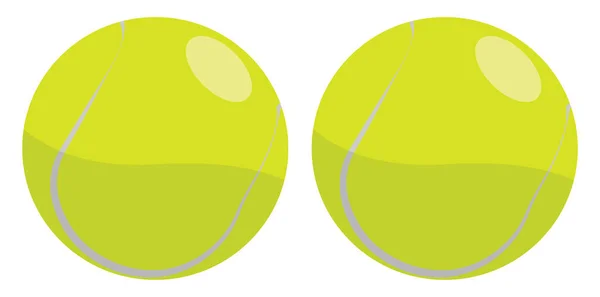 Two Yellow Tennis Balls Illustration Vector White Background — Stock Vector