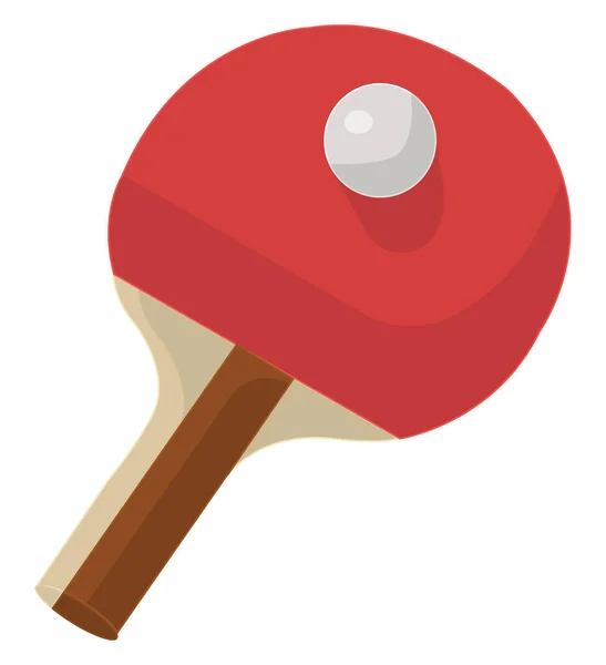 Raquete Madeira Vermelho Ping Pong Ilustração Vetor Fundo Branco — Vetor de Stock
