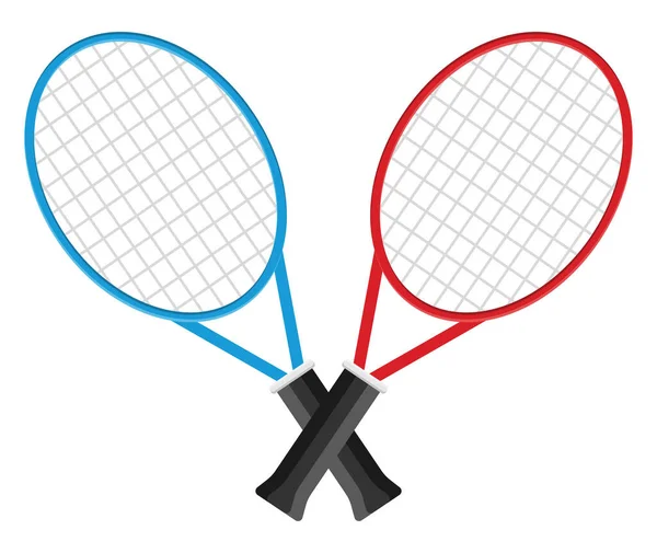 Raquetas Tenis Azules Rojas Ilustración Vector Sobre Fondo Blanco — Vector de stock