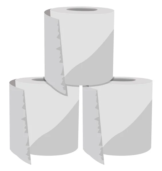 Tre Toiletpapir Ruller Illustration Vektor Hvid Baggrund – Stock-vektor