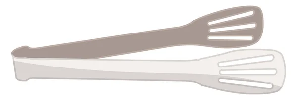 Металлические Кухонные Щипцы Иллюстрация Вектор Белом Фоне — стоковый вектор