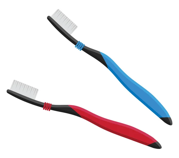 Blaue Und Rote Zahnbürste Illustration Vektor Auf Weißem Hintergrund — Stockvektor