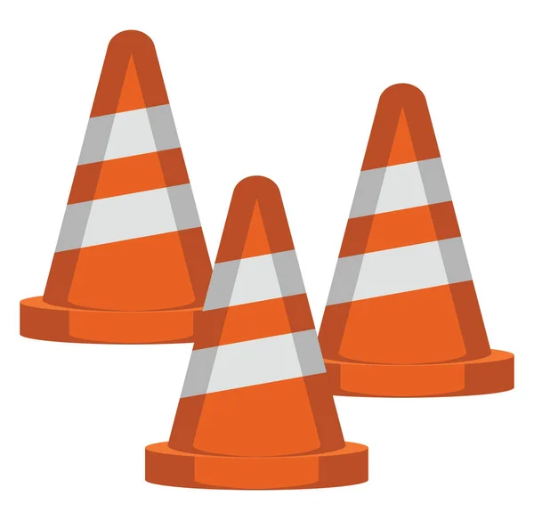 Orange Traffic Cones Illustration Vector White Background — Stock Vector