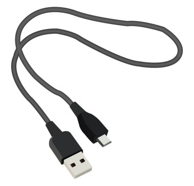USB Kablo Bağlantısı, illüstrasyon, beyaz arkaplan üzerindeki vektör.