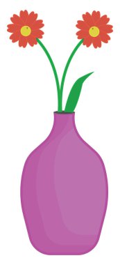 Çiçekli vazo, illüstrasyon, beyaz arkaplan üzerinde vektör.