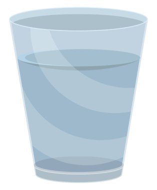 Beyaz zemin üzerinde bir bardak su, illüstrasyon, vektör.