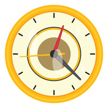 Sarı duvar saati, illüstrasyon, beyaz arkaplan üzerindeki vektör.